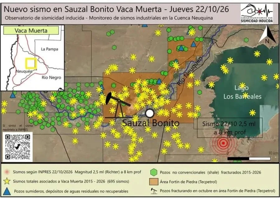 Neuquén llegó a 100 sismos por fracking en 2026 casi dos meses antes que en 2025